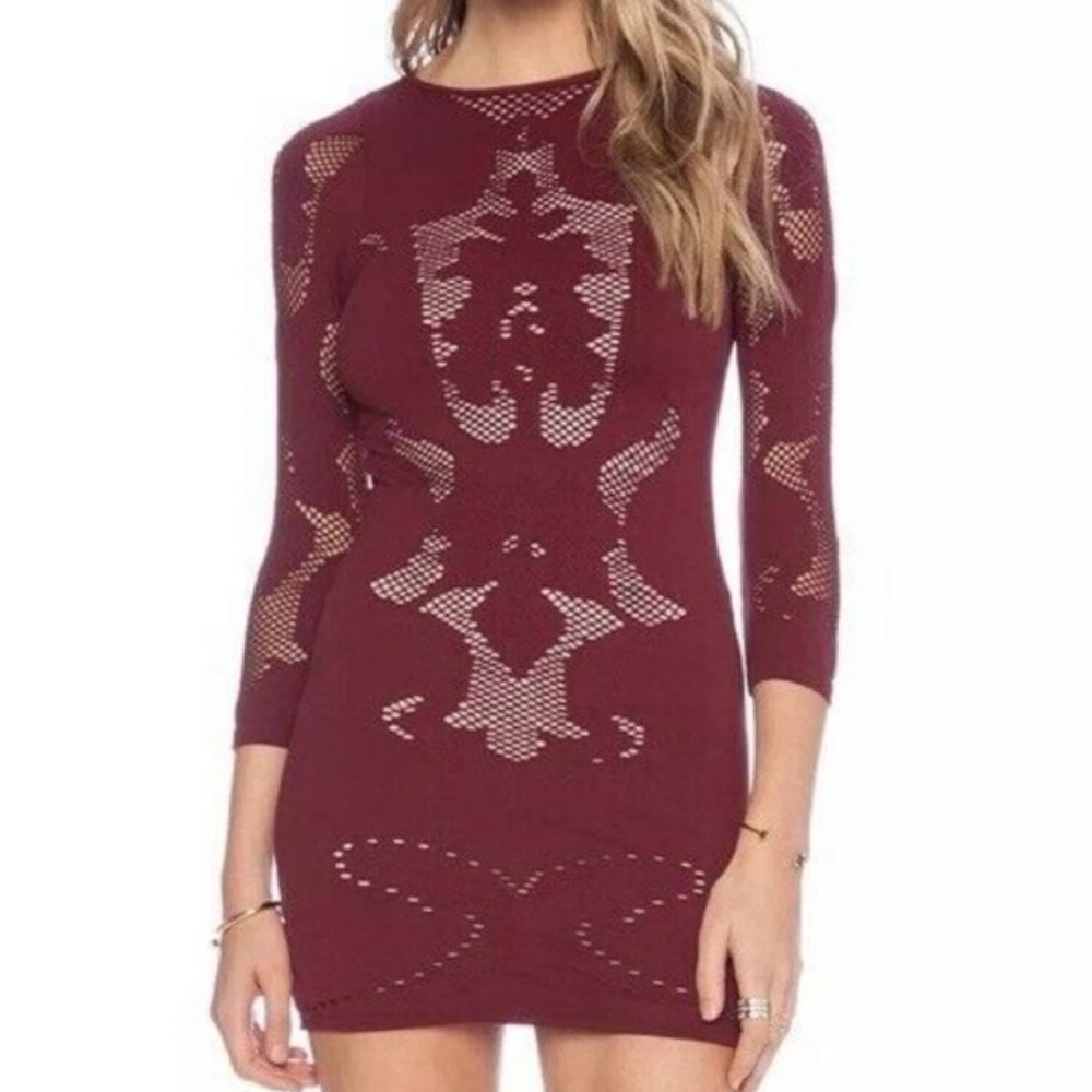 Intimately Free People Burgundy Bodycon Cut Out Dress Size in XS/S